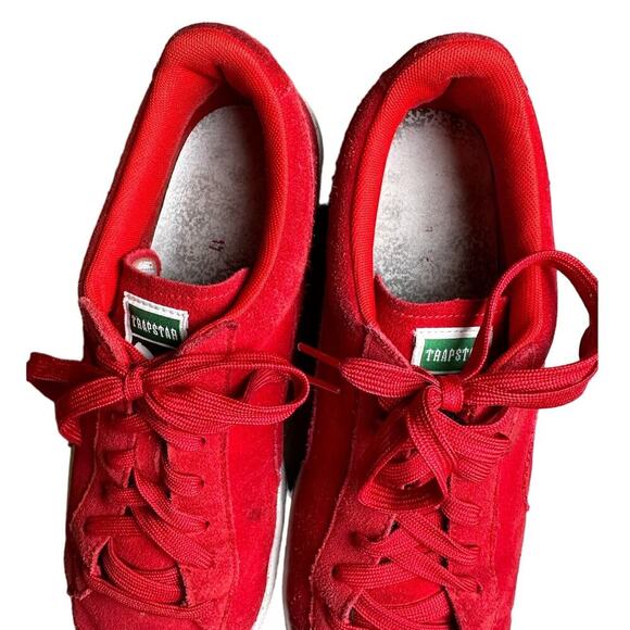 Puma x Trapstar Clyde Suede Sneakers in Barbados Cherry + White Men's Size 12 - Picture 4 of 9